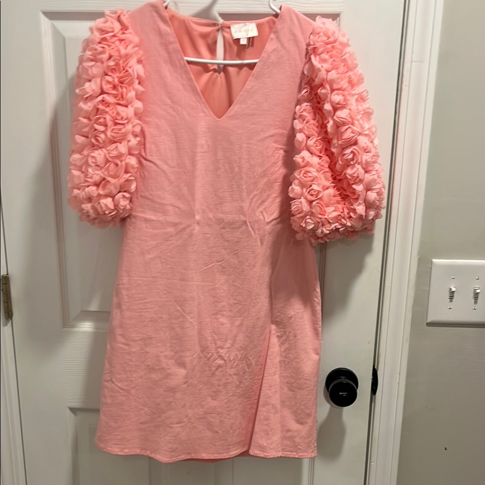 Pink Floral Sleeve Kids Dress